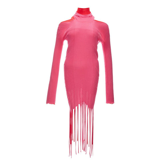 Pink Cotton Casual Dress