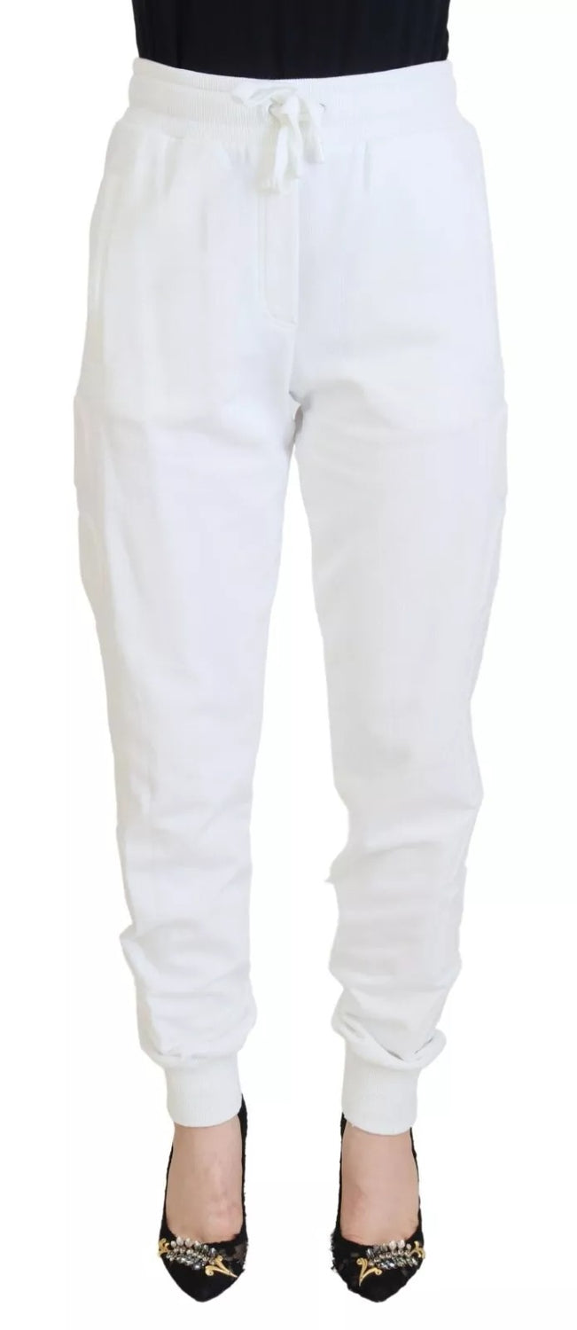 White Cotton Women Sweatpants Trouser Pants