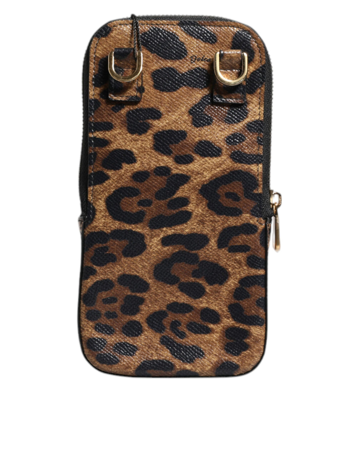 Brown Leopard Print Dauphine Leather Zip Around Wallet