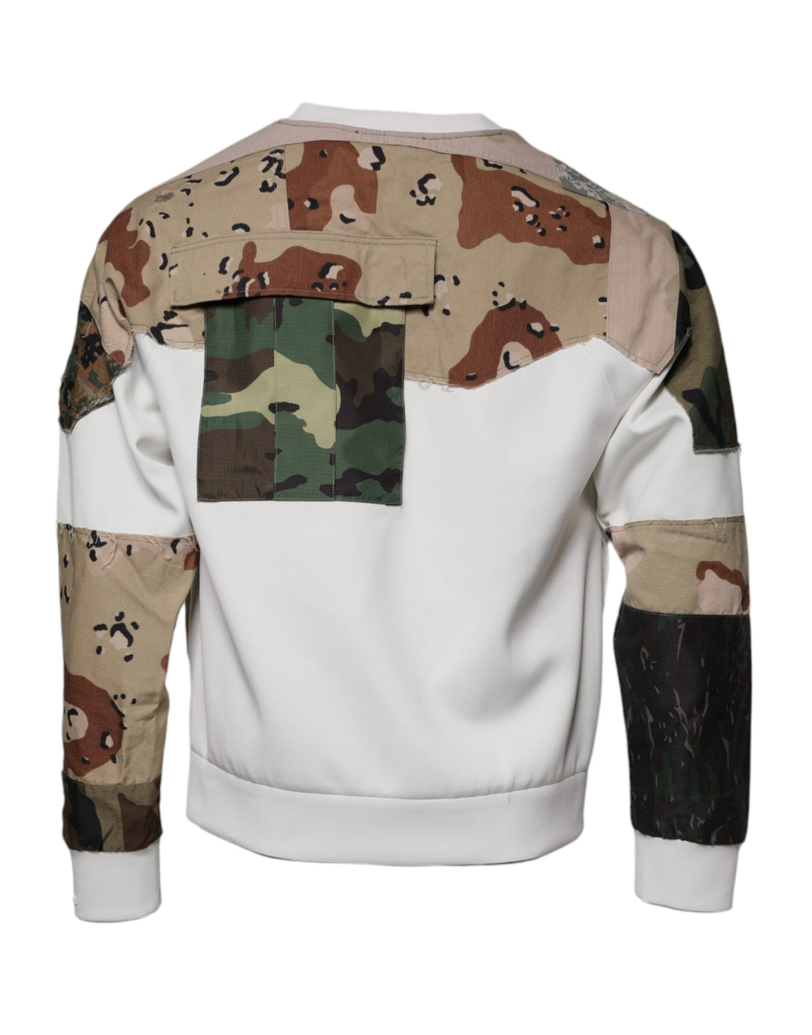 Multicolor Patchwork Cotton Crew Neck Sweater