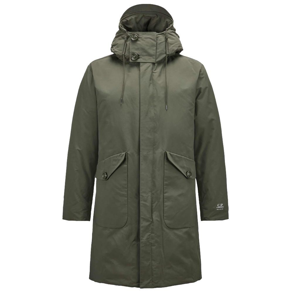Green Polyester Men Parka