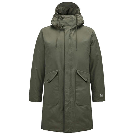 Green Polyester Men Parka