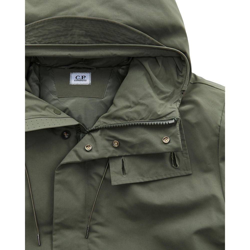 Green Polyester Men Parka