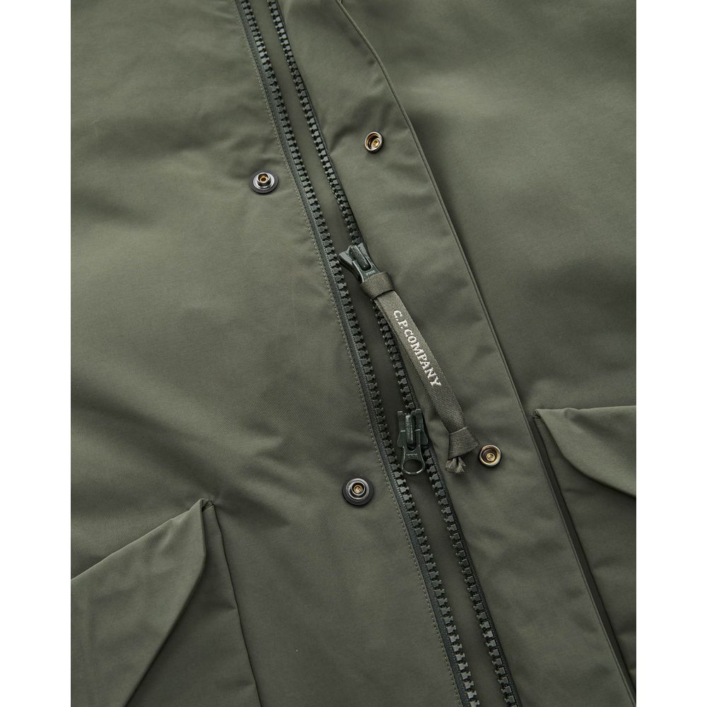 Green Polyester Men Parka