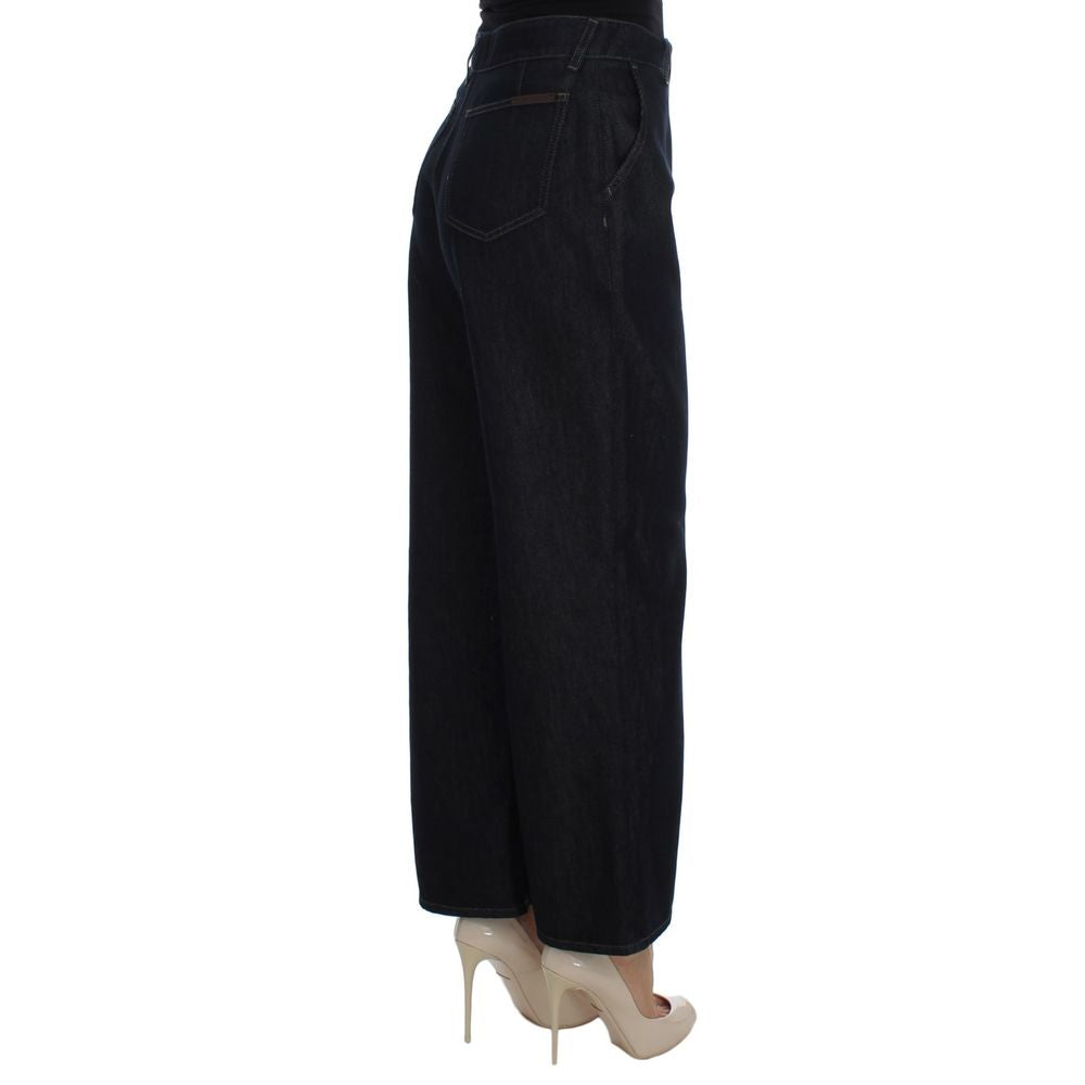 Blue Cotton Flared Jeans