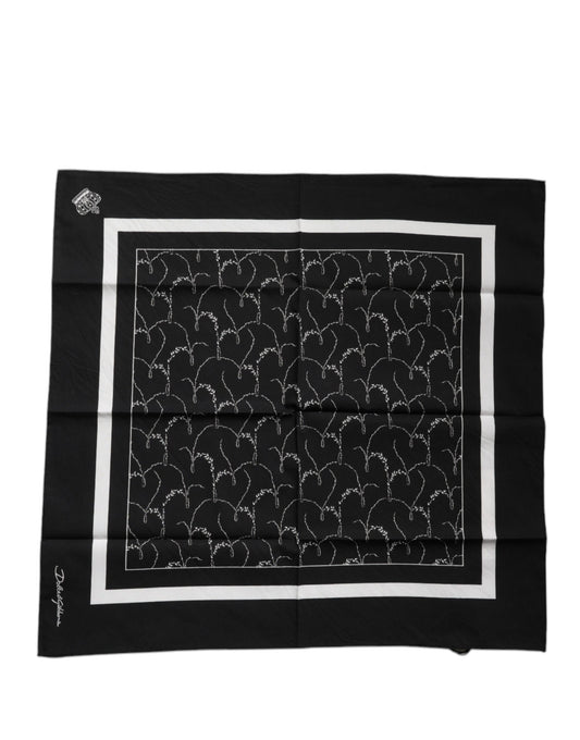 Black Patterned Cotton Handkerchief Scarf