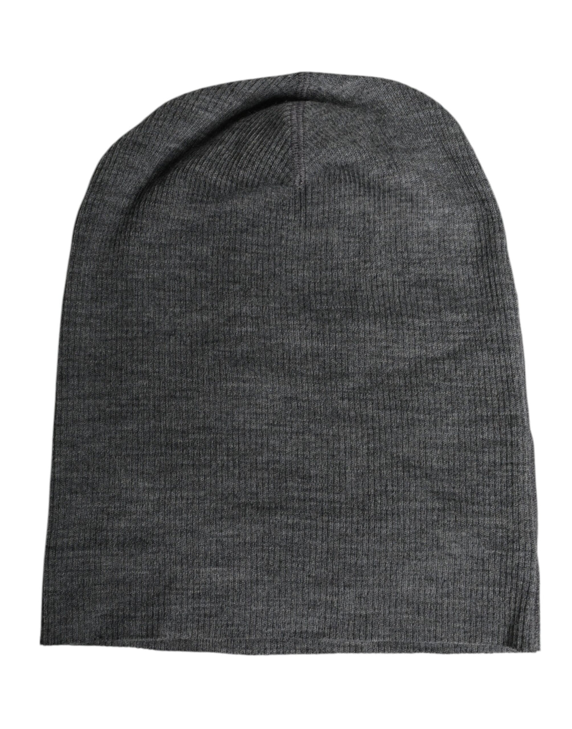 Gray Wool Blend Knitted Beanie Cap