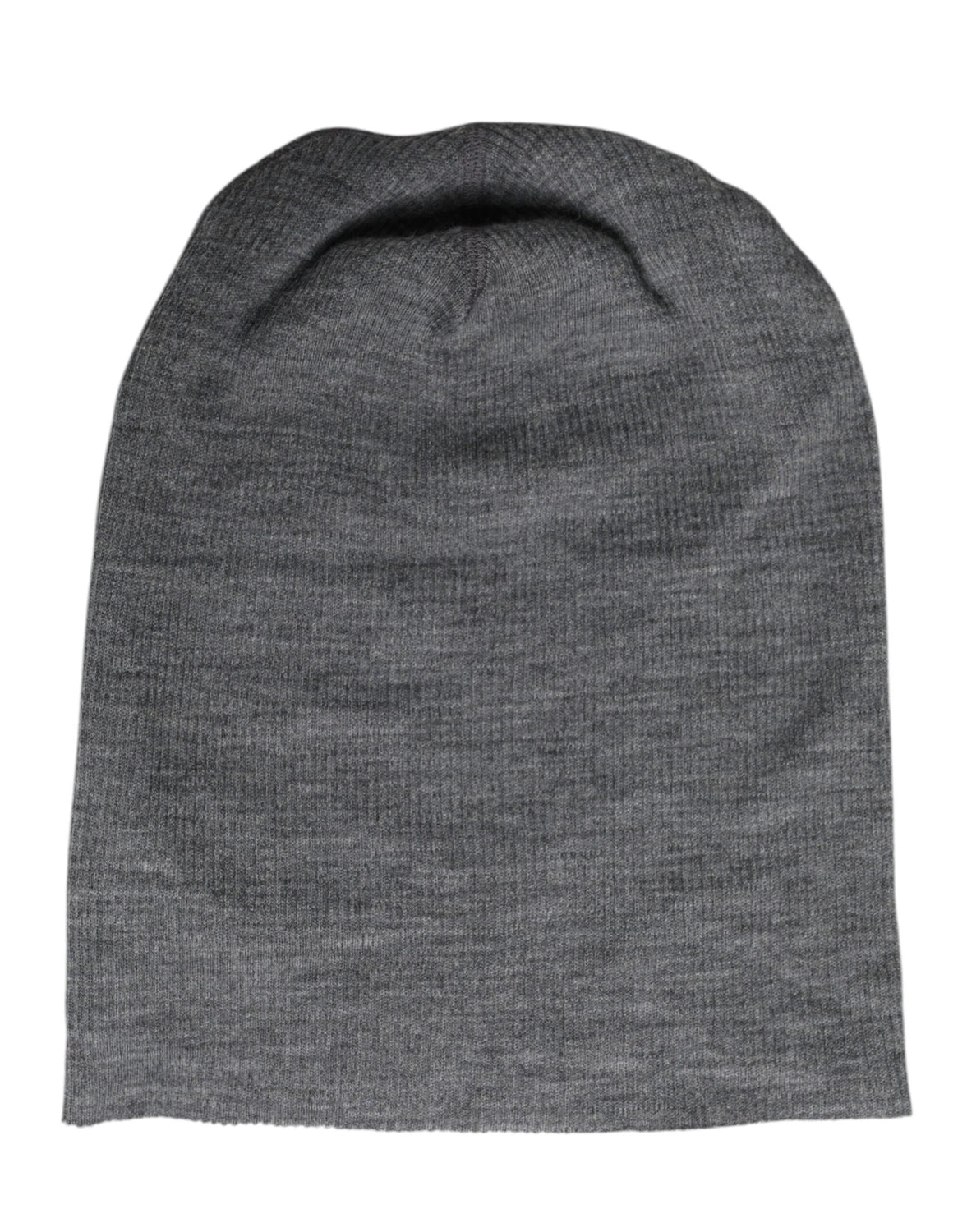 Gray Wool Blend Knitted Beanie Cap