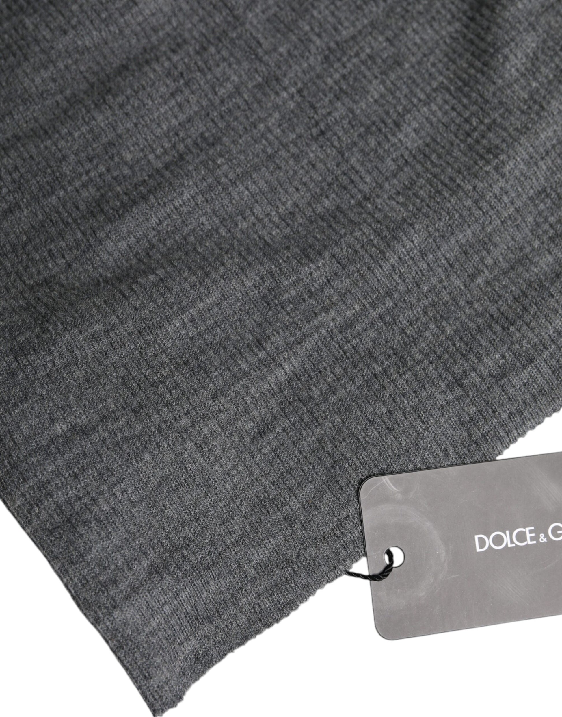 Gray Wool Blend Knitted Beanie Cap