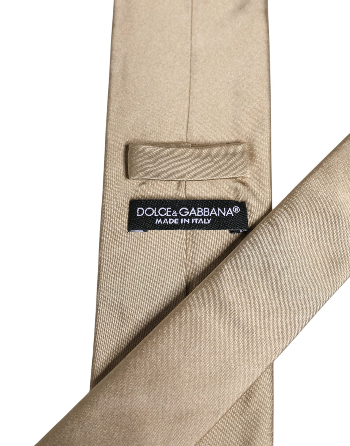 Beige Solid Silk Adjustable Necktie Tie