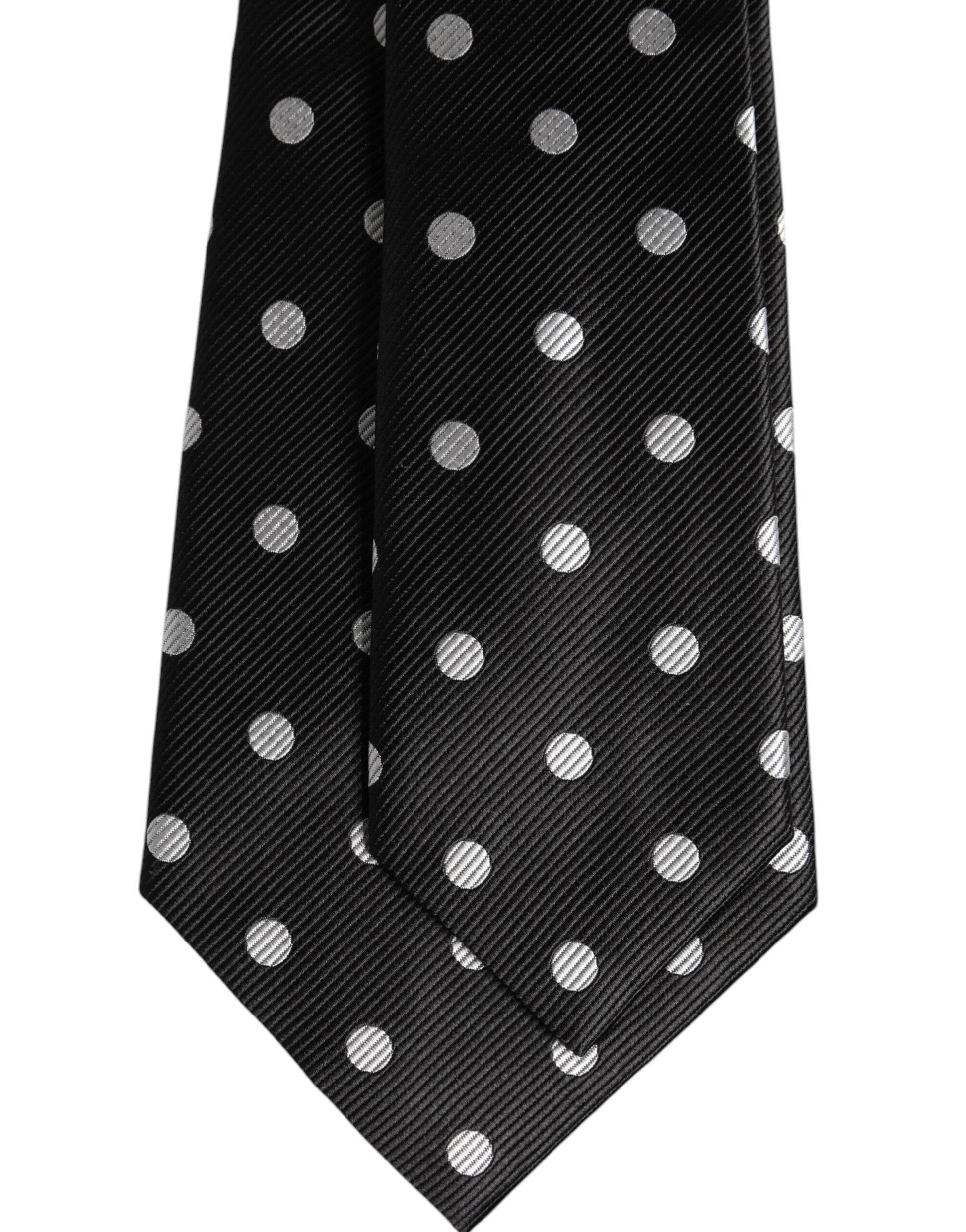 Black Polka Dots Silk Adjustable Necktie Tie