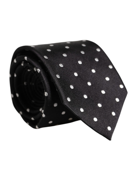 Black Polka Dots Silk Adjustable Necktie Tie