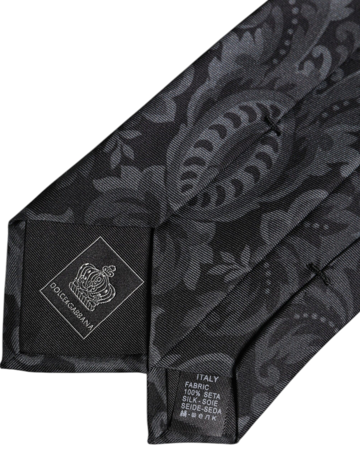 Black Gray Flower Print Adjustable Necktie Tie