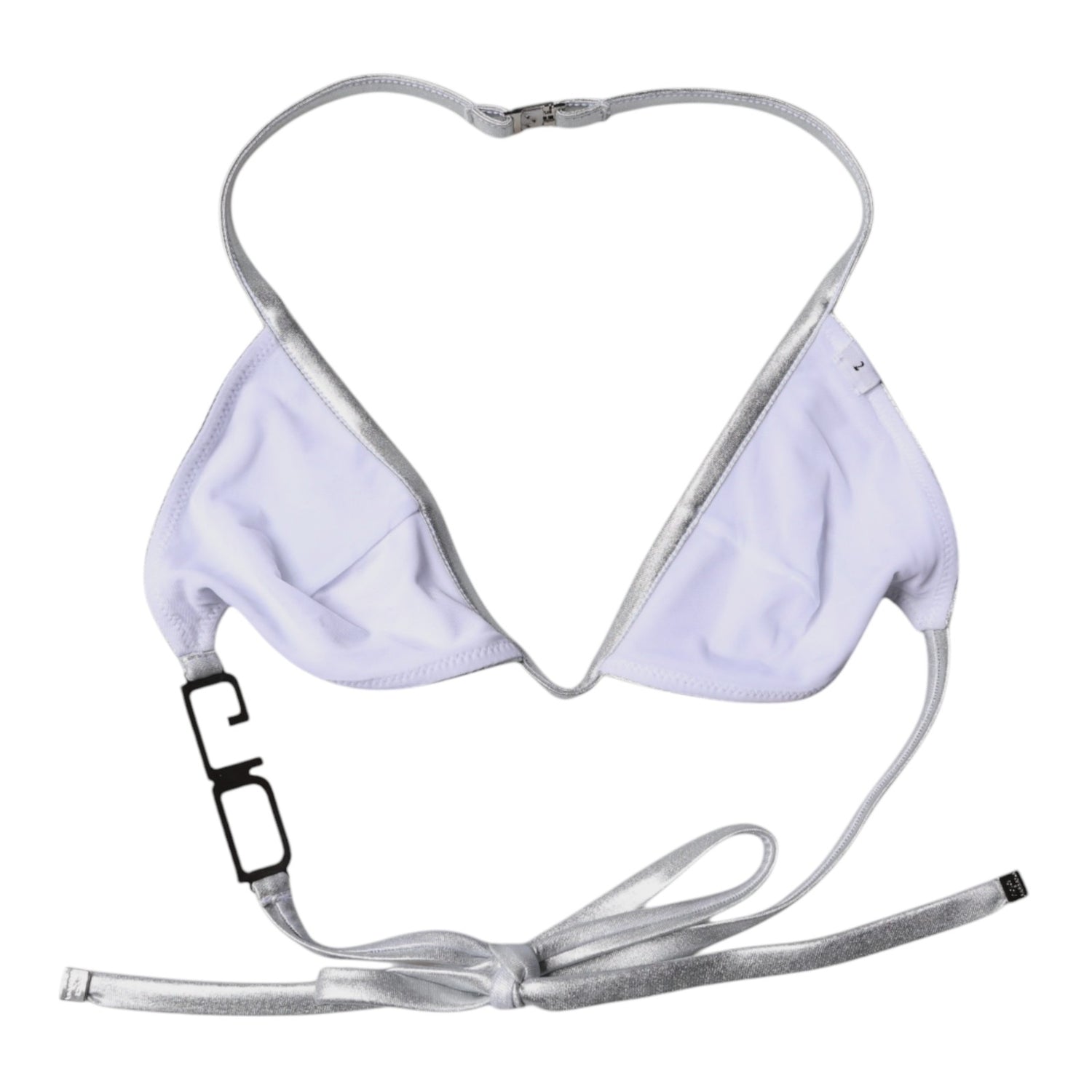 Silver Logo Halter Beachwear Bikini Top Swimwear
