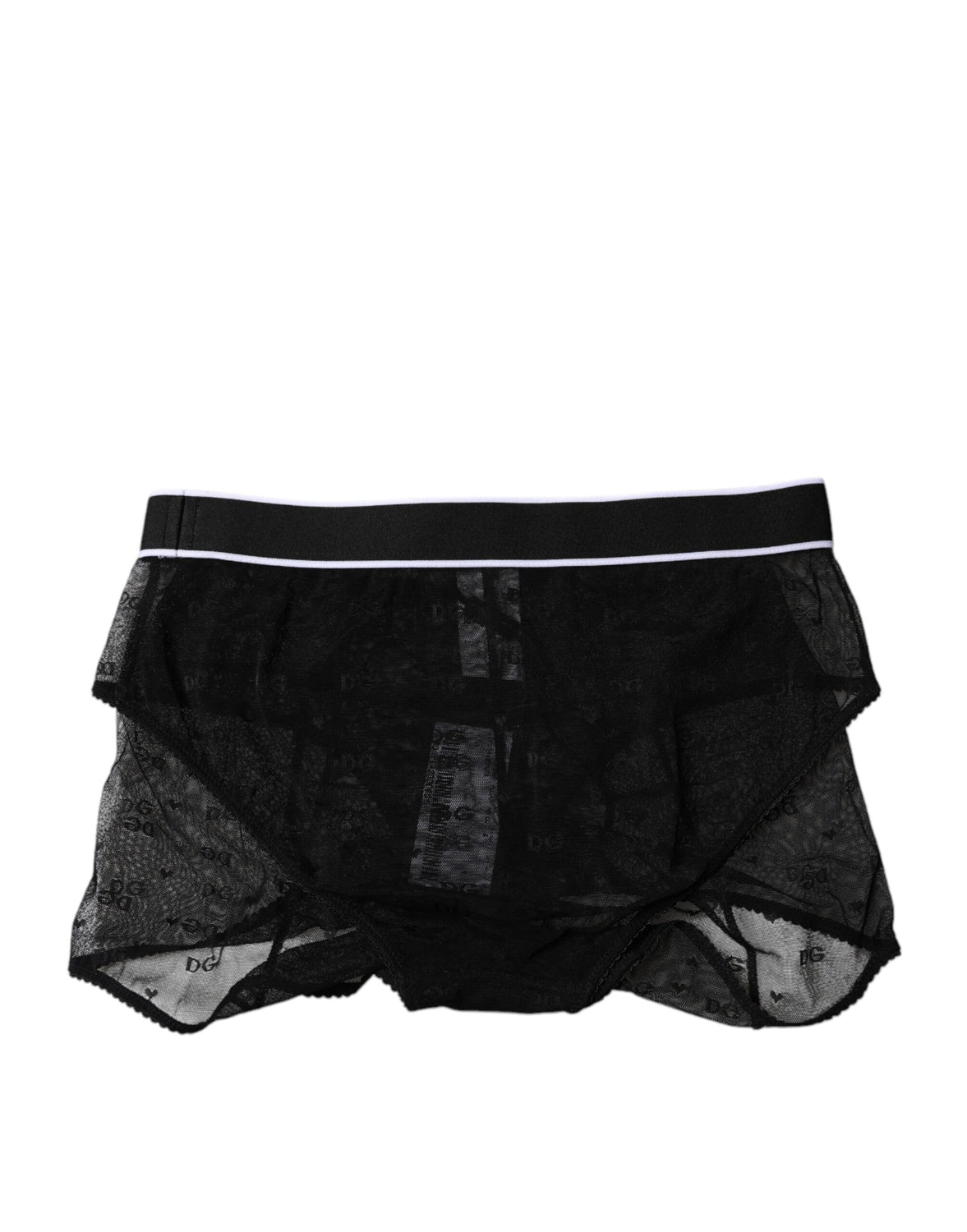 Black Tulle Nylon Mid Waist Panty Underwear