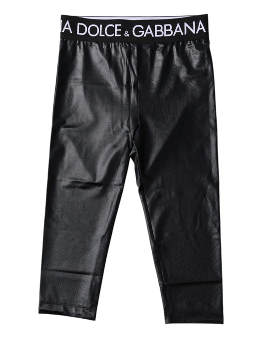Black Logo Nylon Cropped Tights Pants Underwear