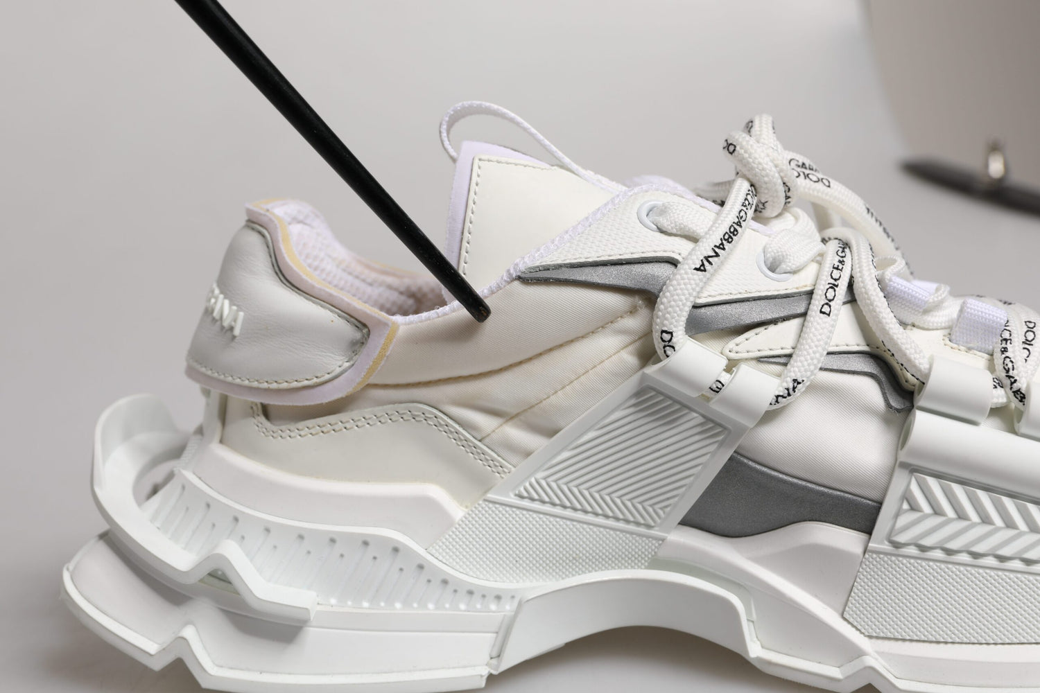 White Nylon Low Top Space Sneakers Shoes