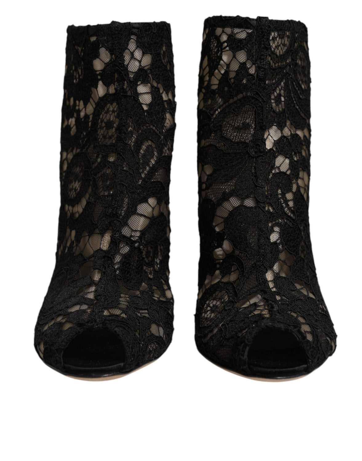 Black Floral Lace Heels Ankle Boots Shoes