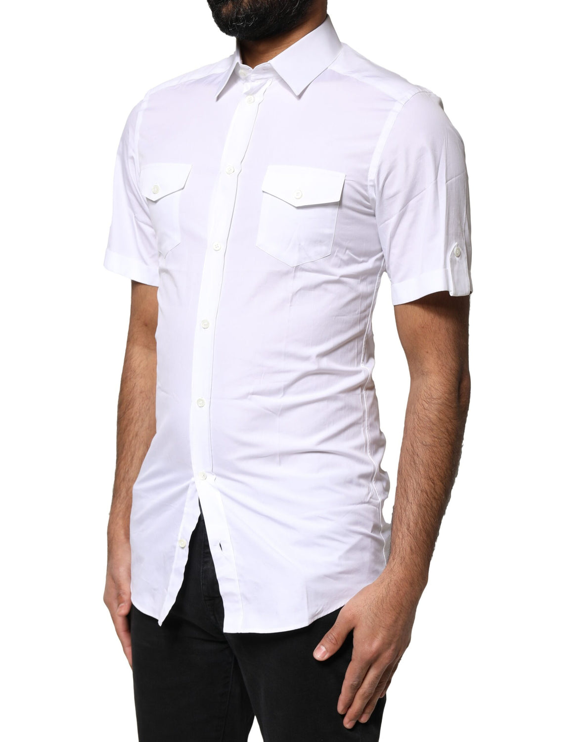 White GOLD Button Down Casual Men Polo Shirt