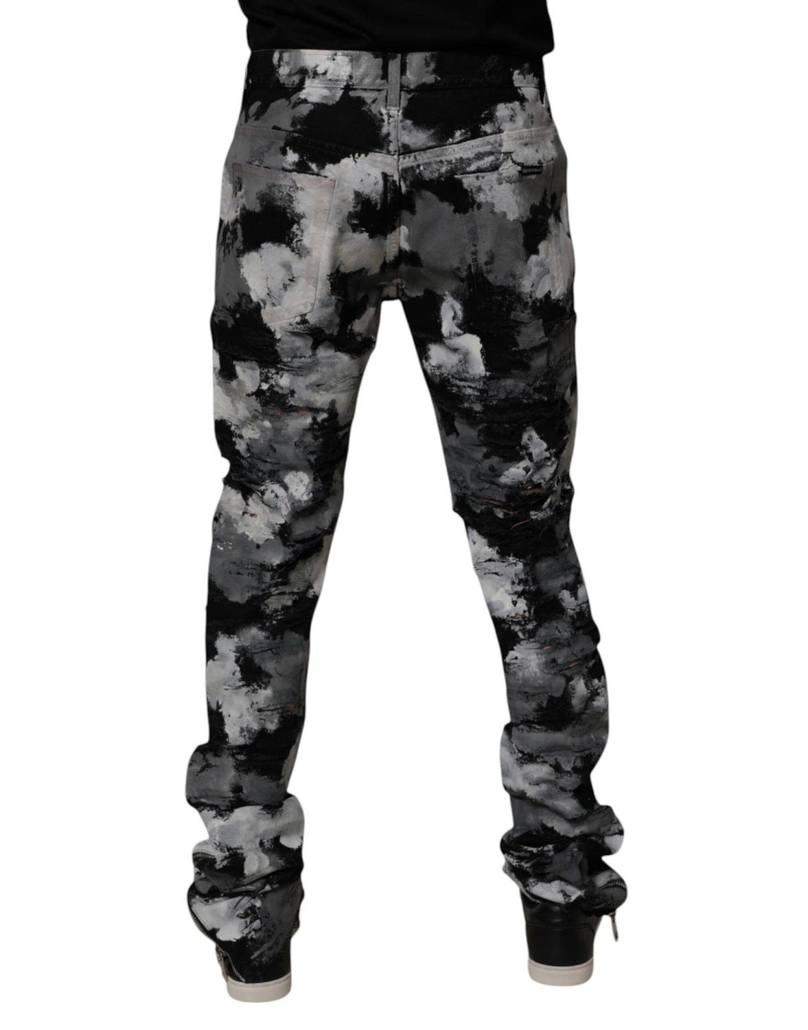 Multicolor Camouflage Tattered Skinny Denim Jeans
