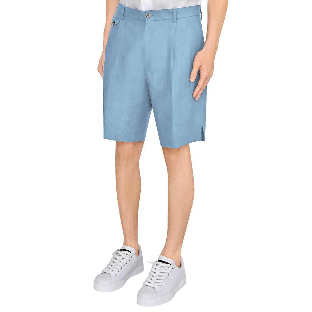 Light Blue Linen Men Short