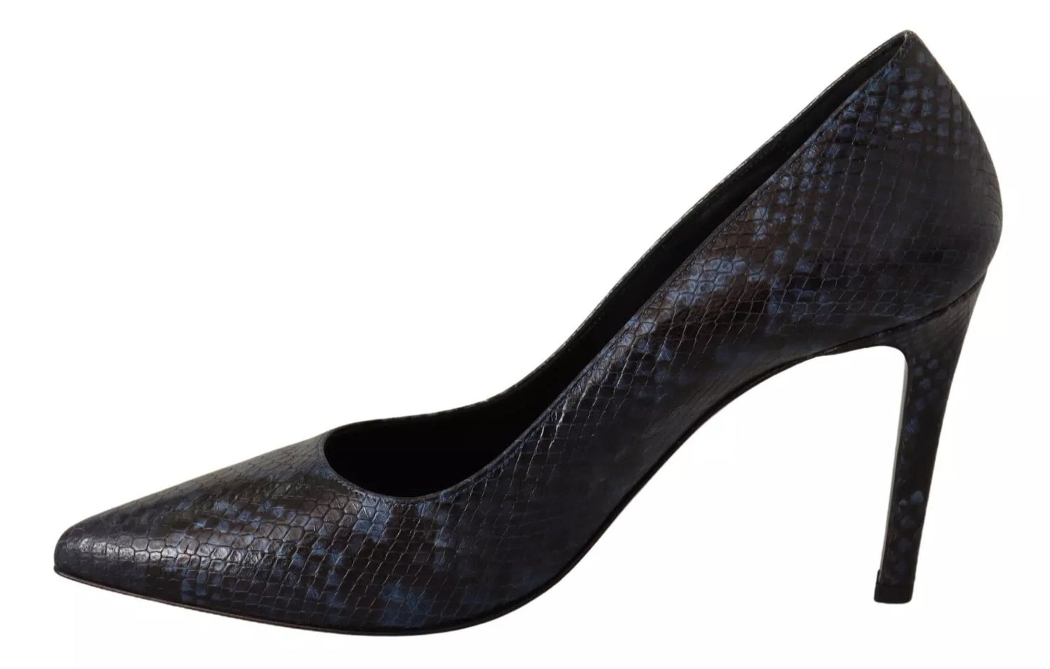 Black Snake Skin Leather Stiletto High Heels Pumps Shoes