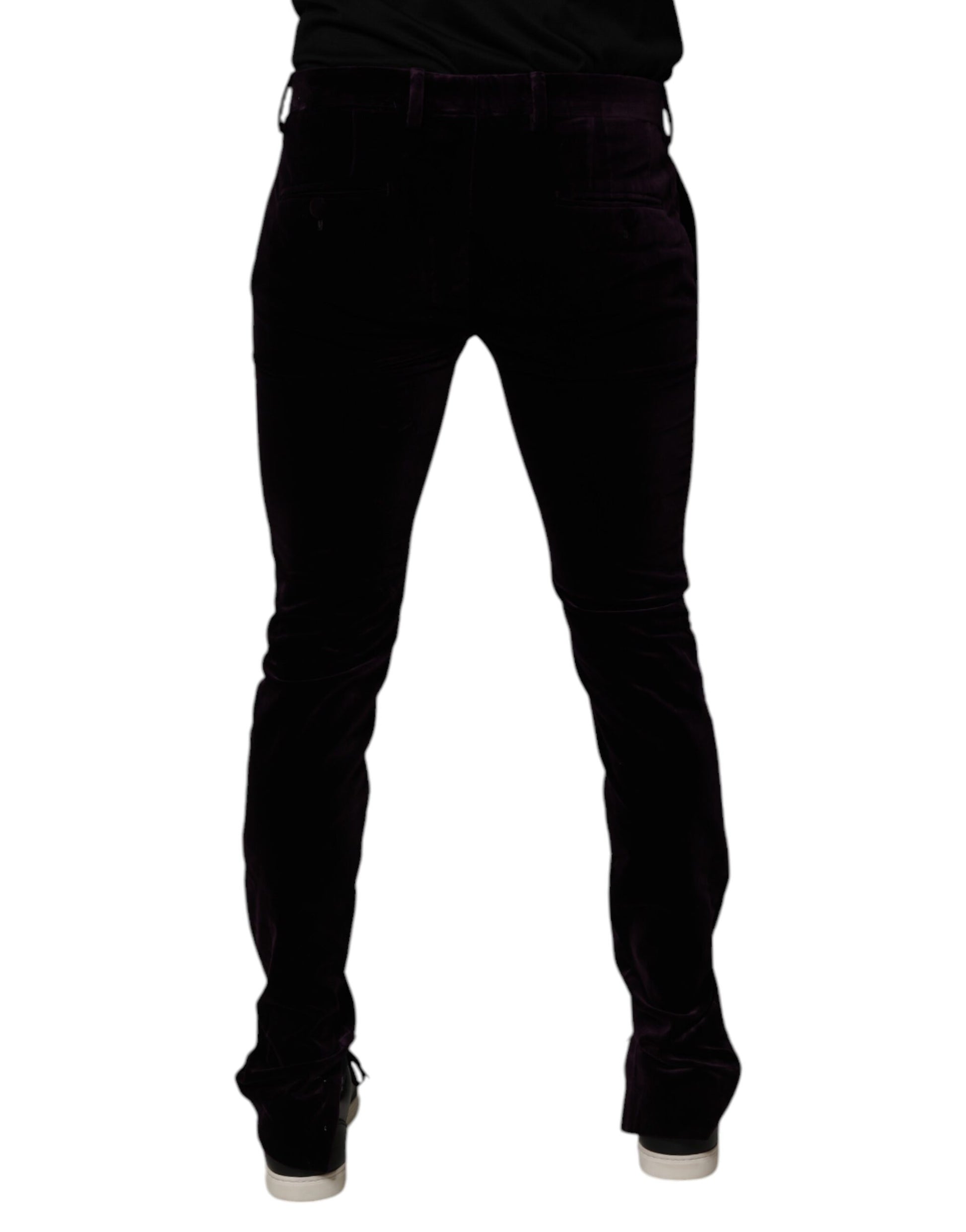 Violet Velvet Cotton Men Dress Formal Pants