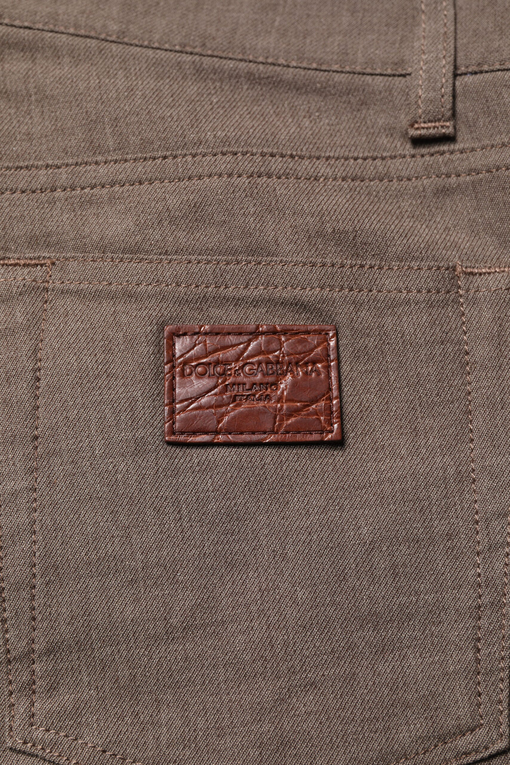 Brown Cotton Stretch Chino Pants