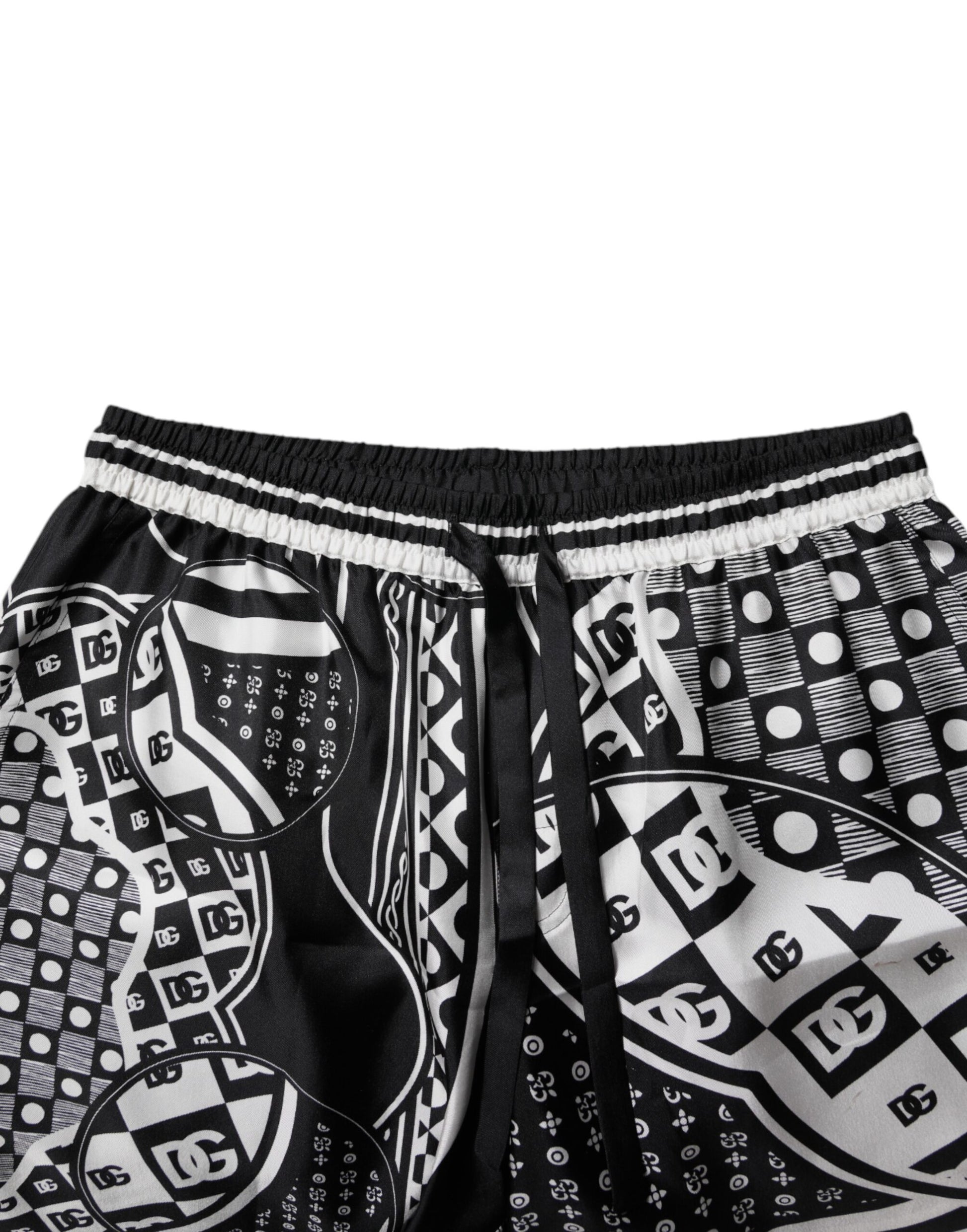 Black White Bandana Silk Men Bermuda Shorts