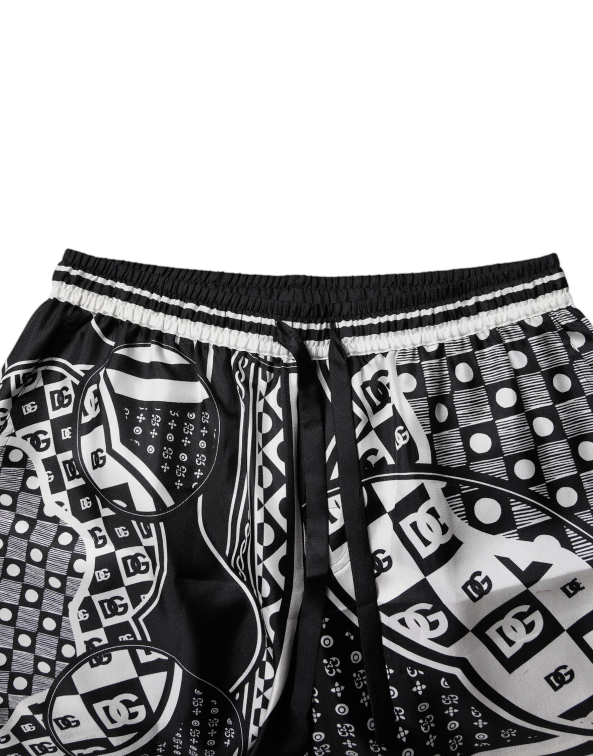 Black White Bandana Silk Men Bermuda Shorts