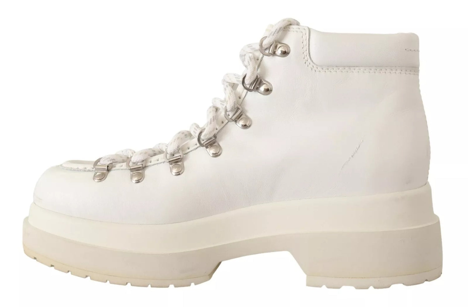 White Leather Lace Up Sneakers Shoes