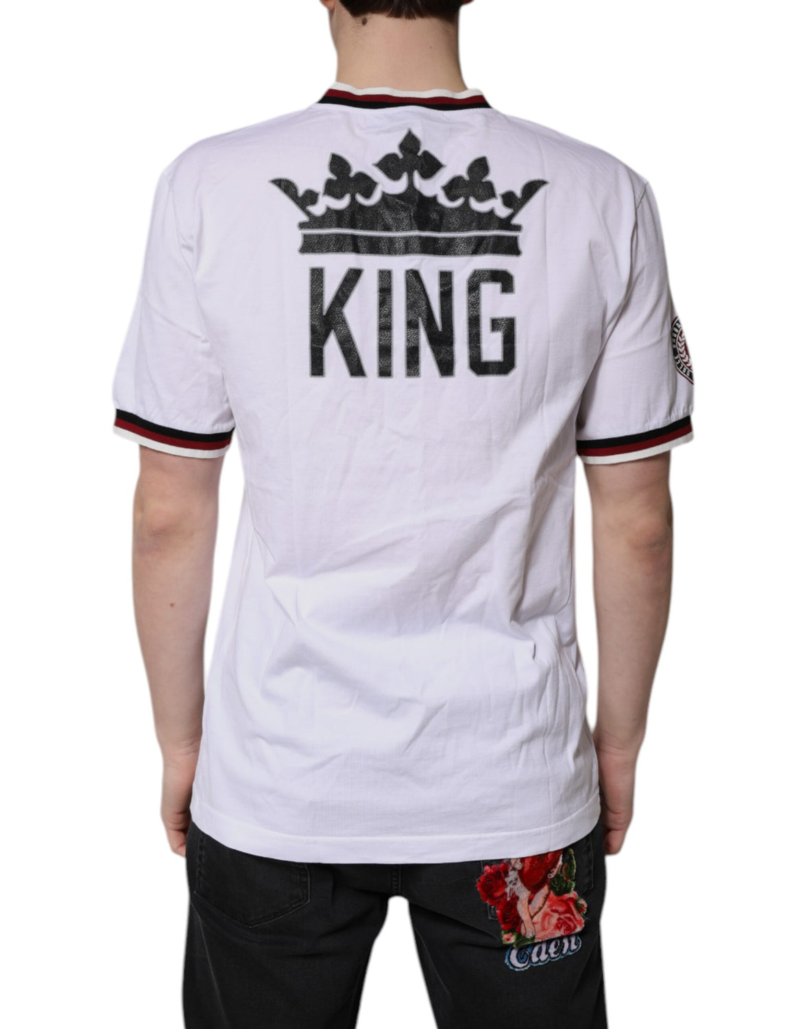 White #DGMillennials King Crown V-neck T-shirt