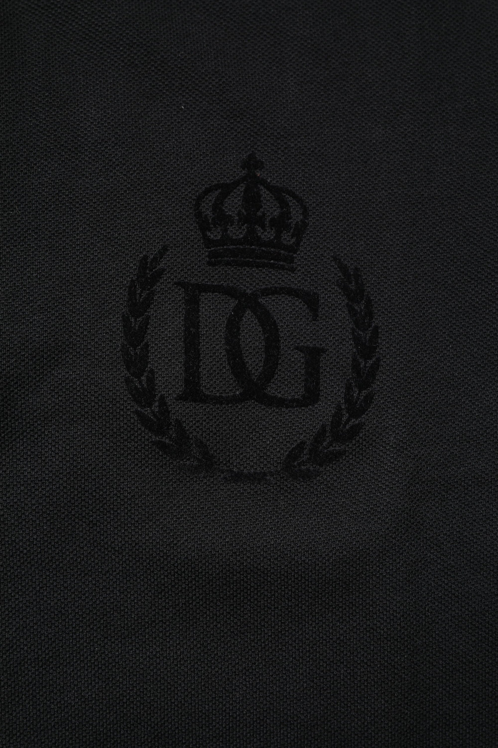 Black Cotton DG Logo Collared Polo T-shirt
