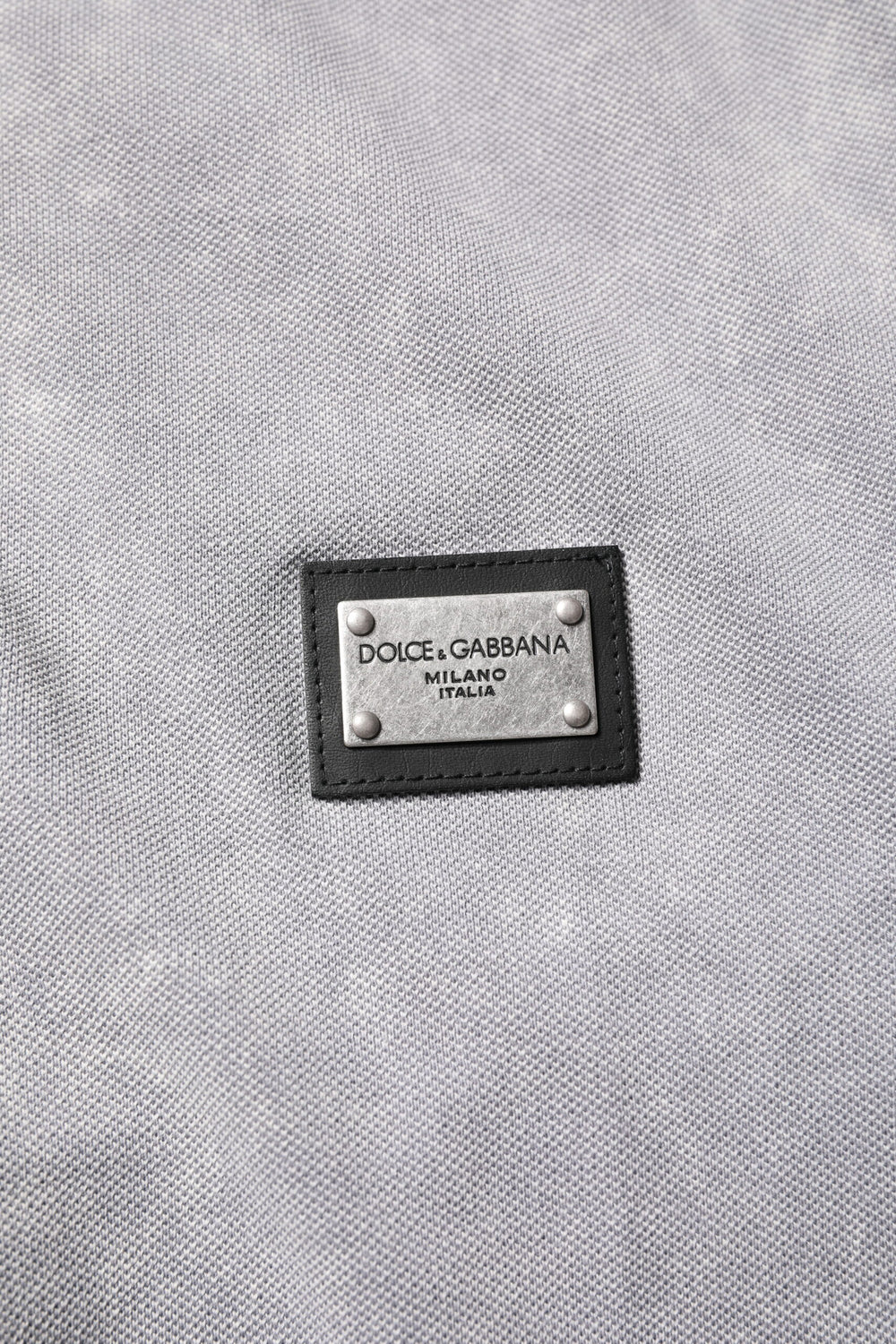 Gray Logo Plaque Cotton Men Polo Shirt T-shirt