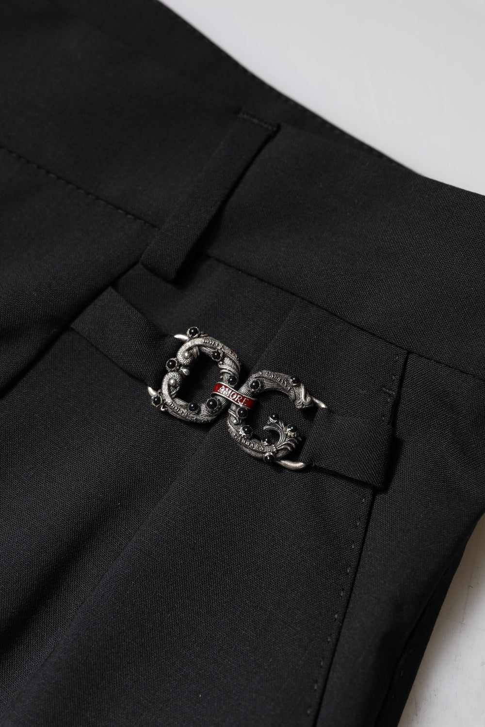 Black Polyester High Waist Dress Pants