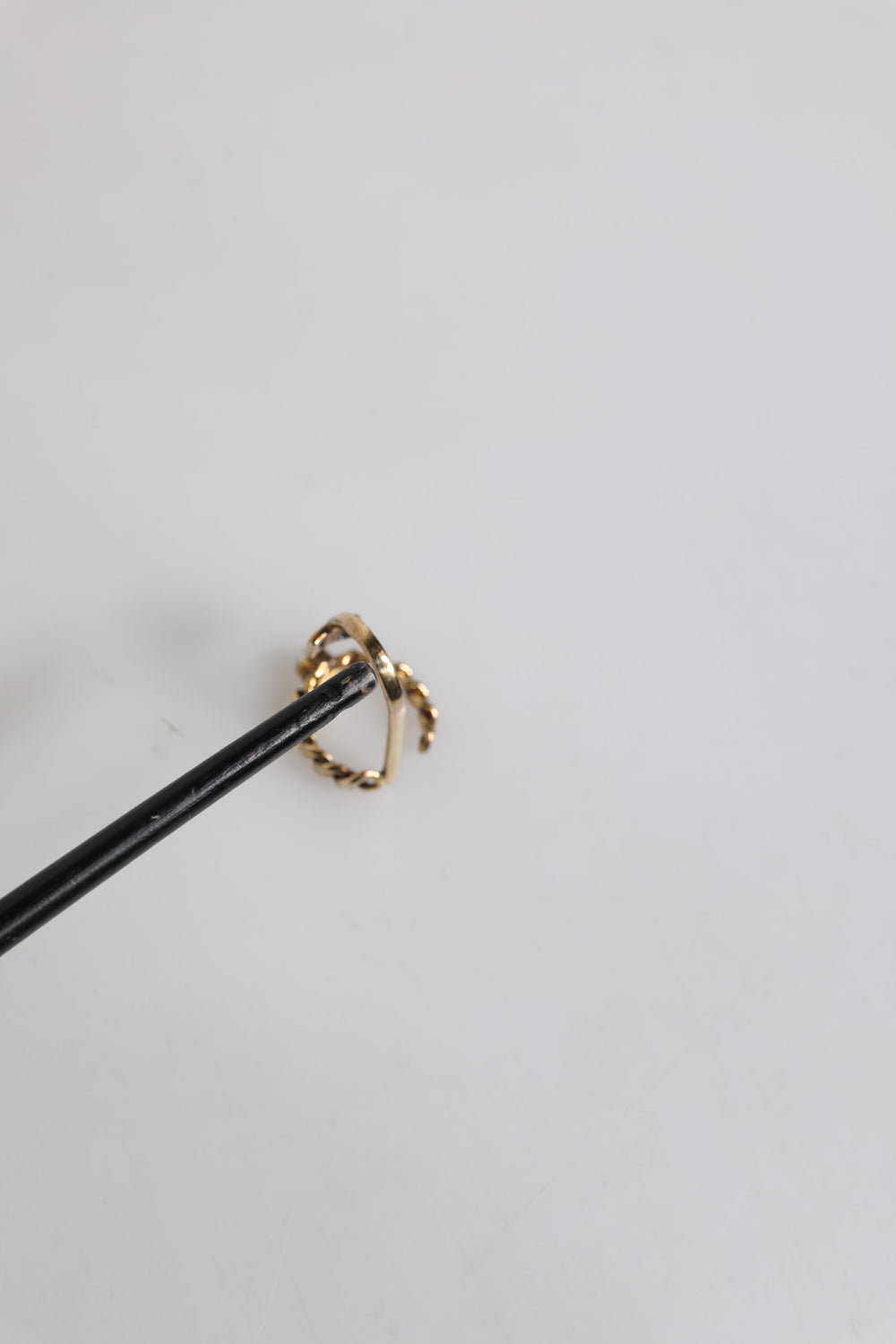 Gold Tone Engraved Logo Clear Crystals Adjustable Ring