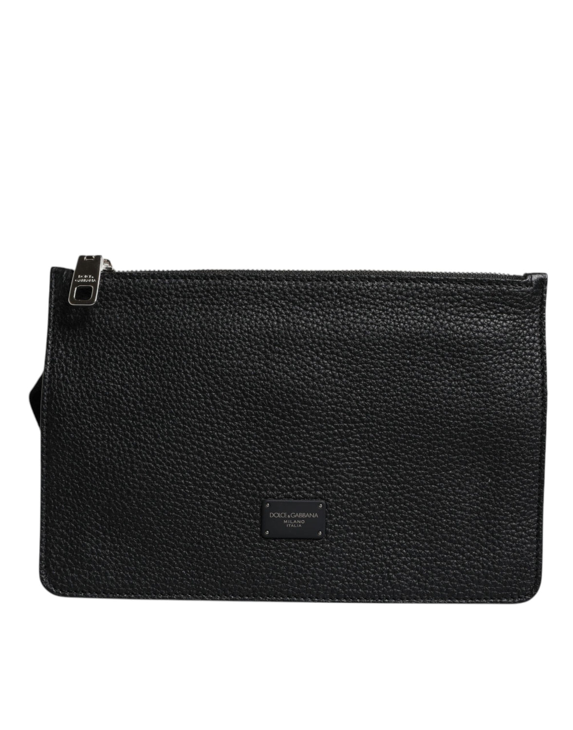Black Leather Logo Plaque Purse Fanny Pack Bag