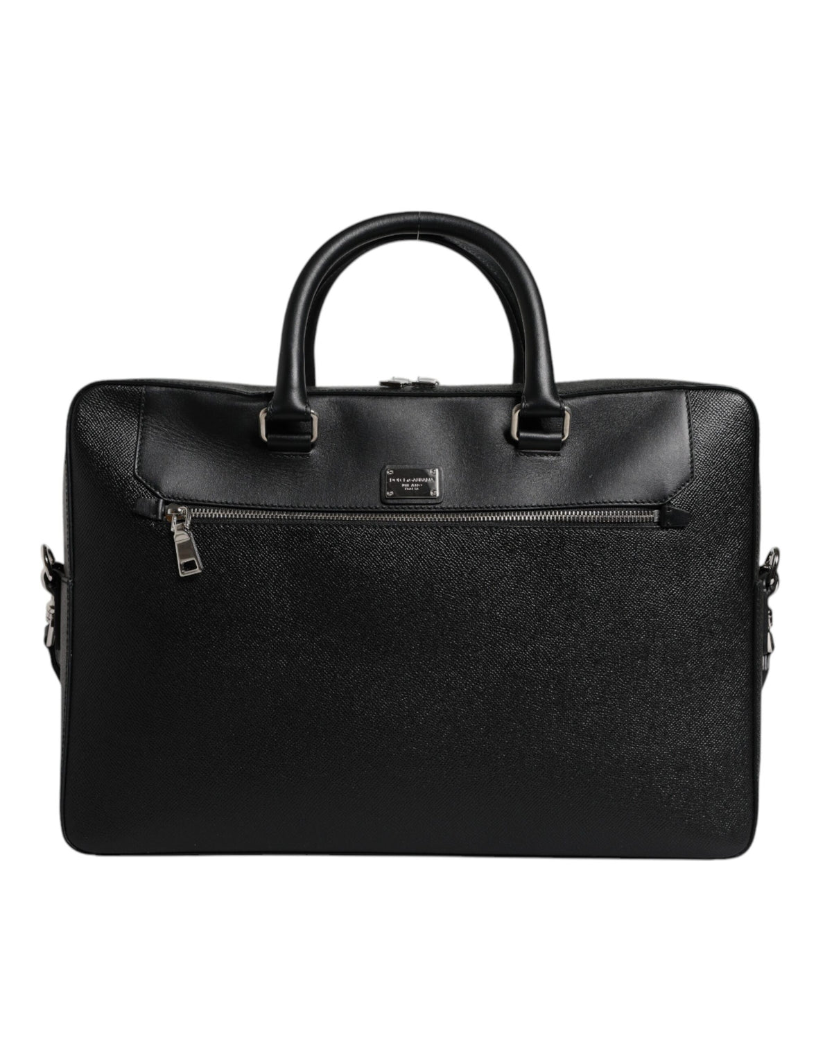 Black Logo Plaque Double Handle Messenger Bag