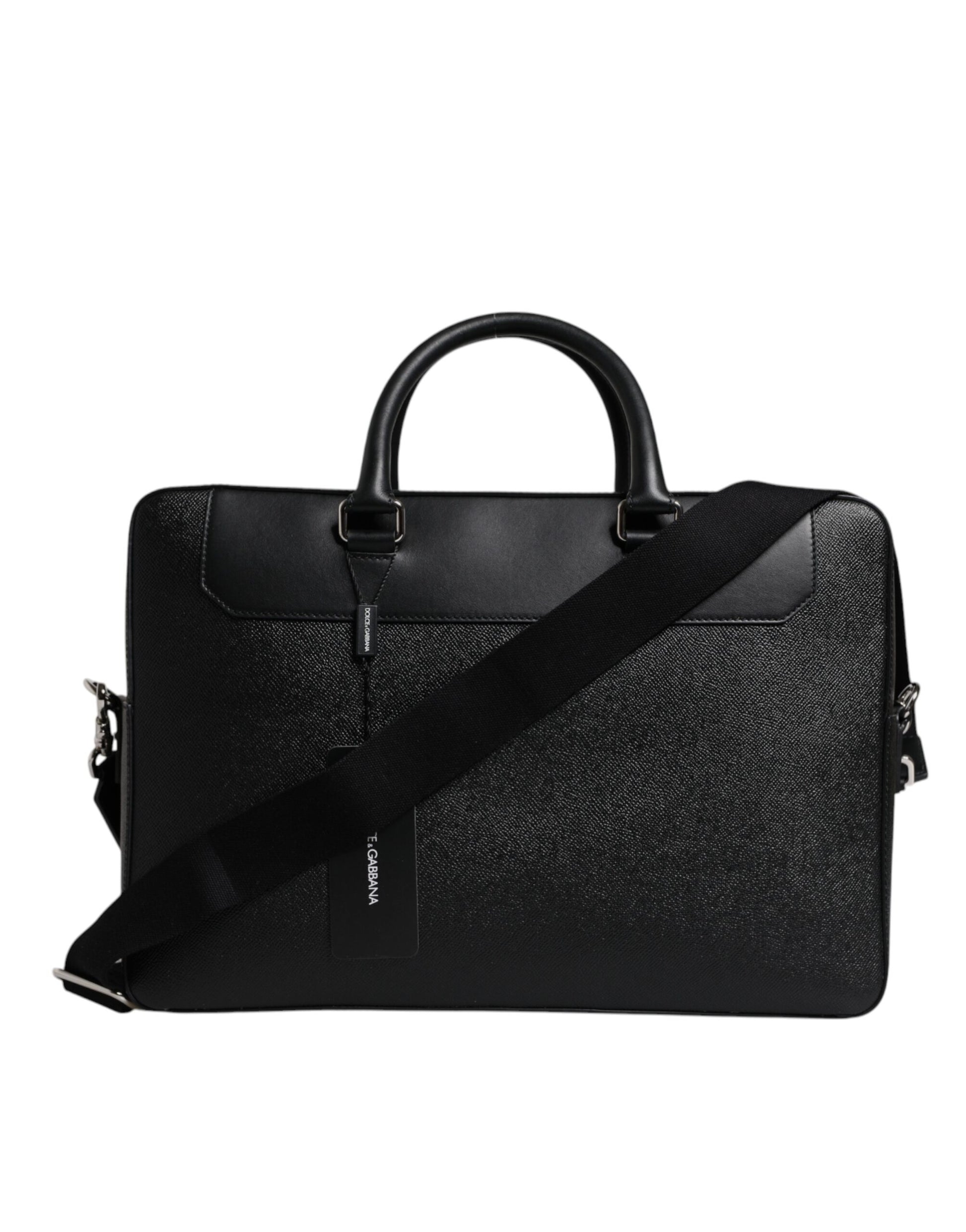 Black Logo Plaque Double Handle Messenger Bag
