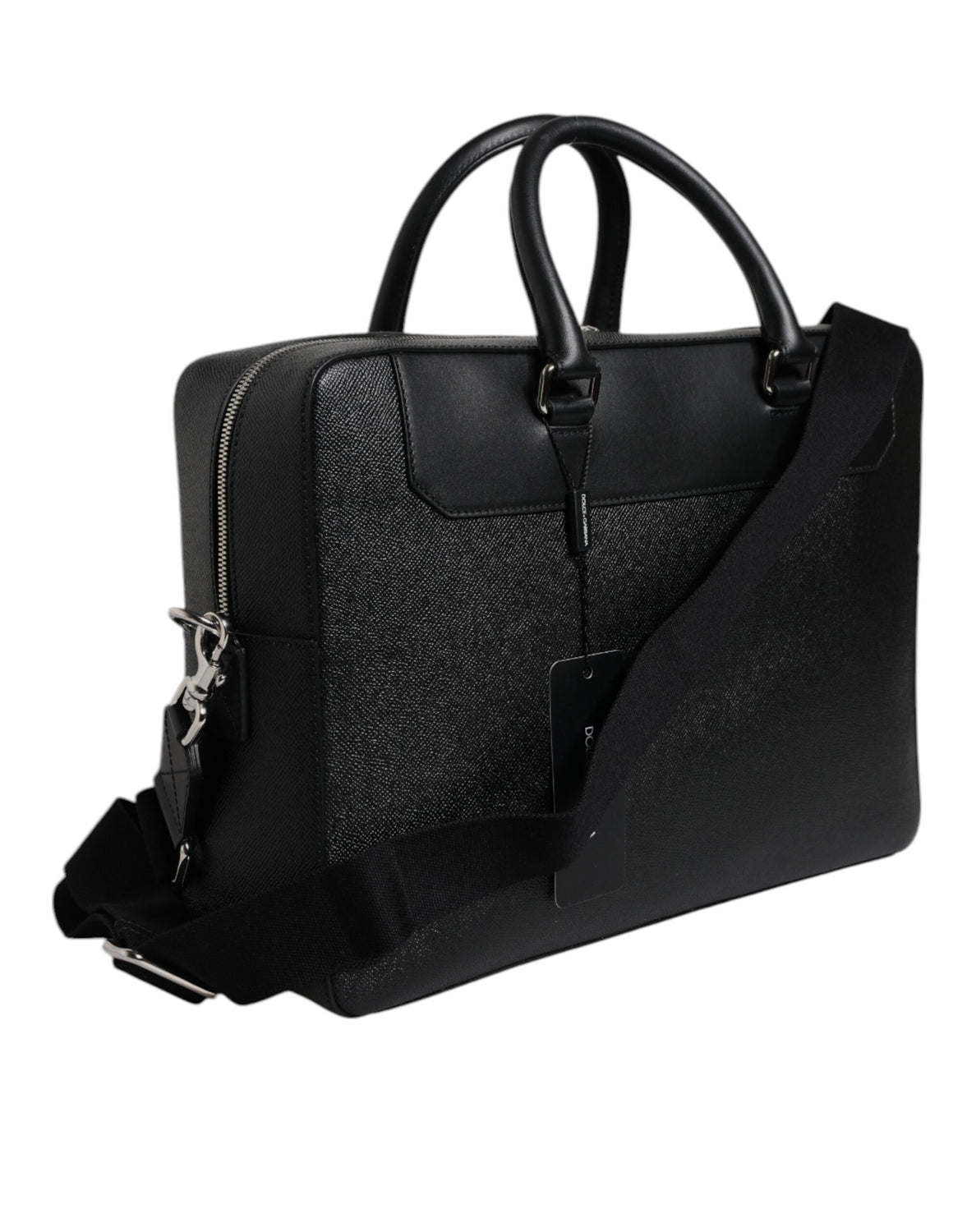 Black Logo Plaque Double Handle Messenger Bag