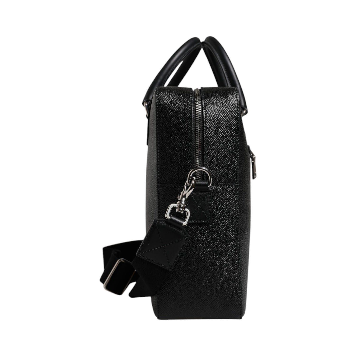 Black Logo Plaque Double Handle Messenger Bag