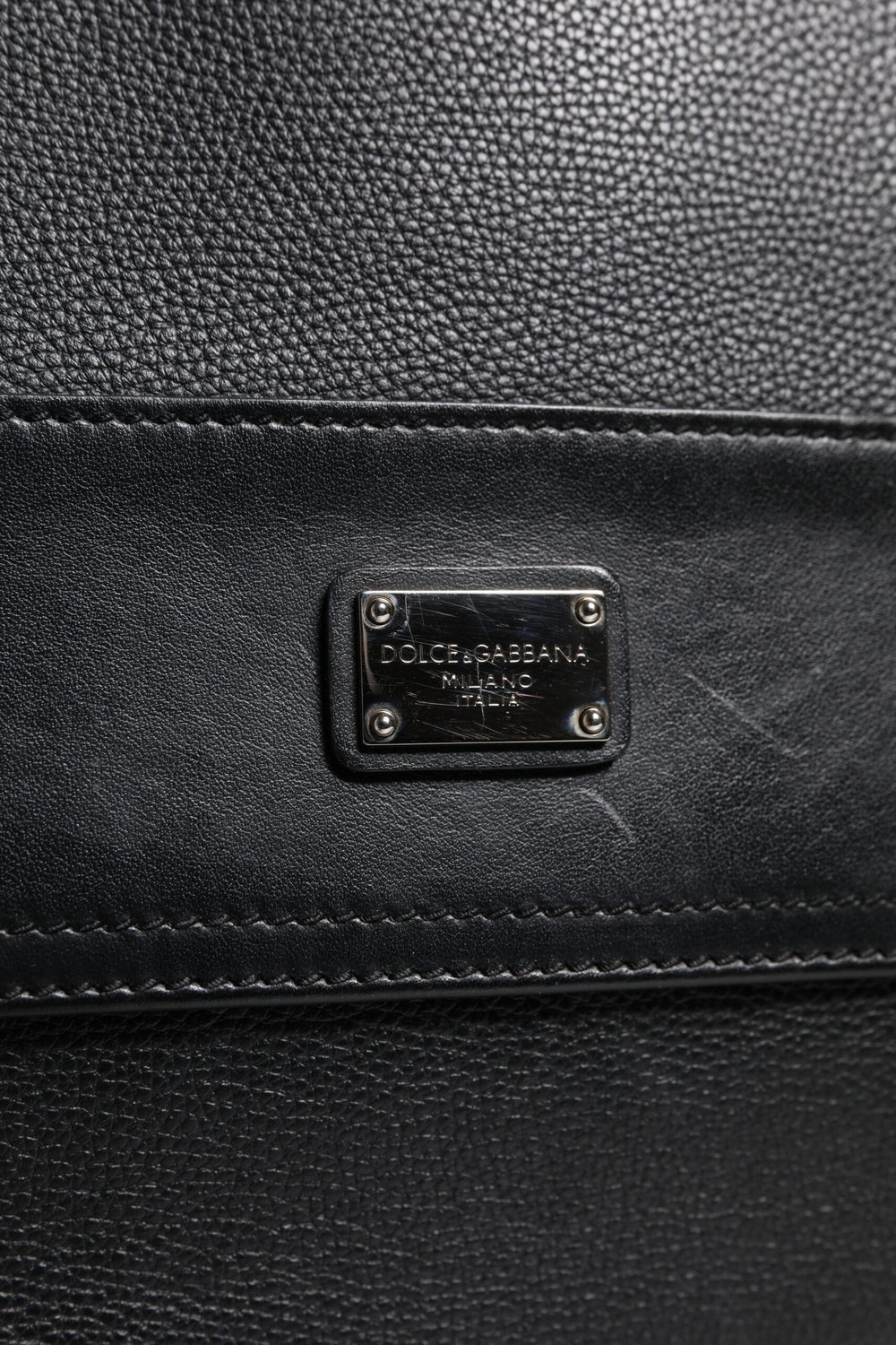 Black Logo Plaque Leather Messenger Shoulder Strap Bag