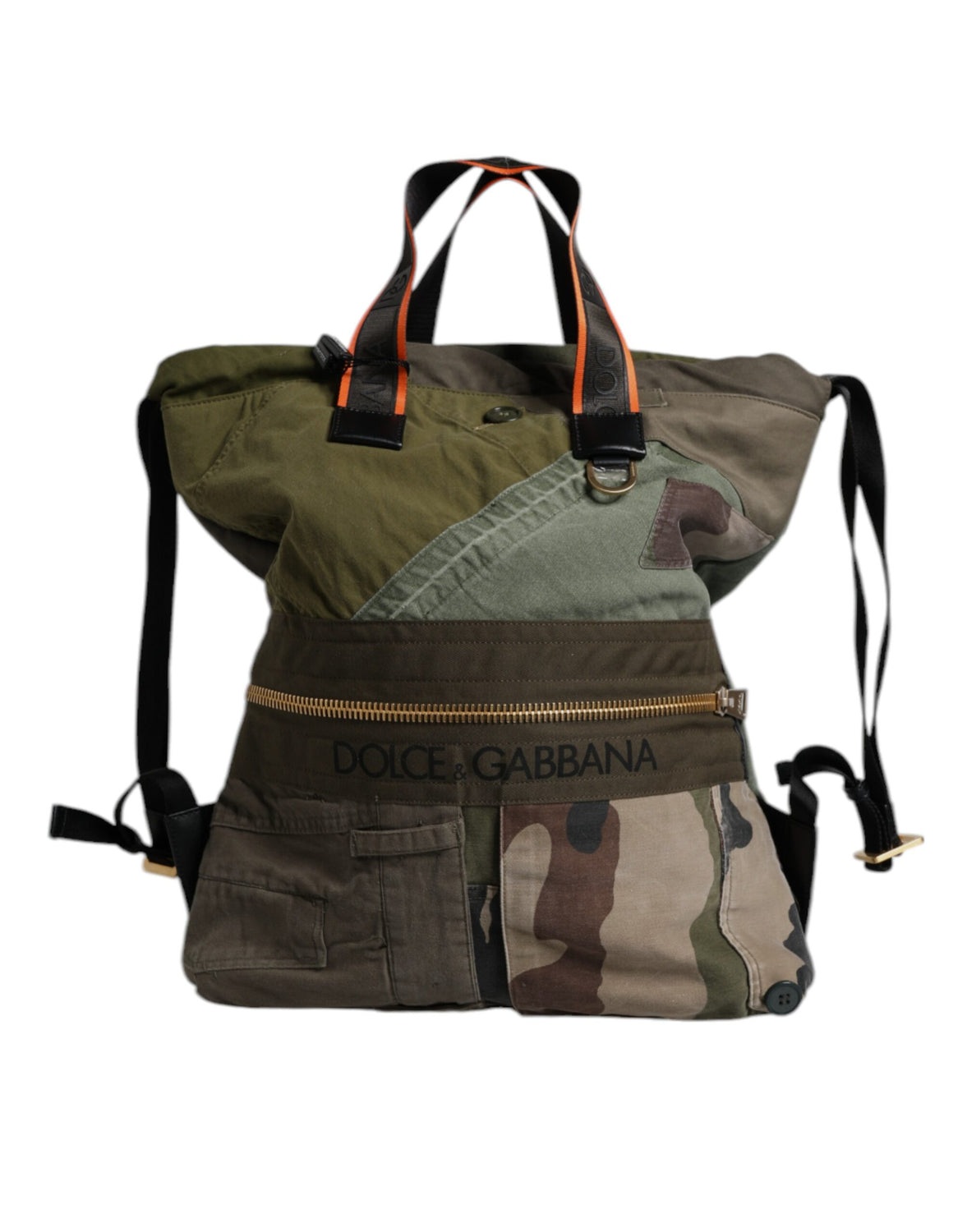 Military Green Patchwork Rucksack Backpack Bag