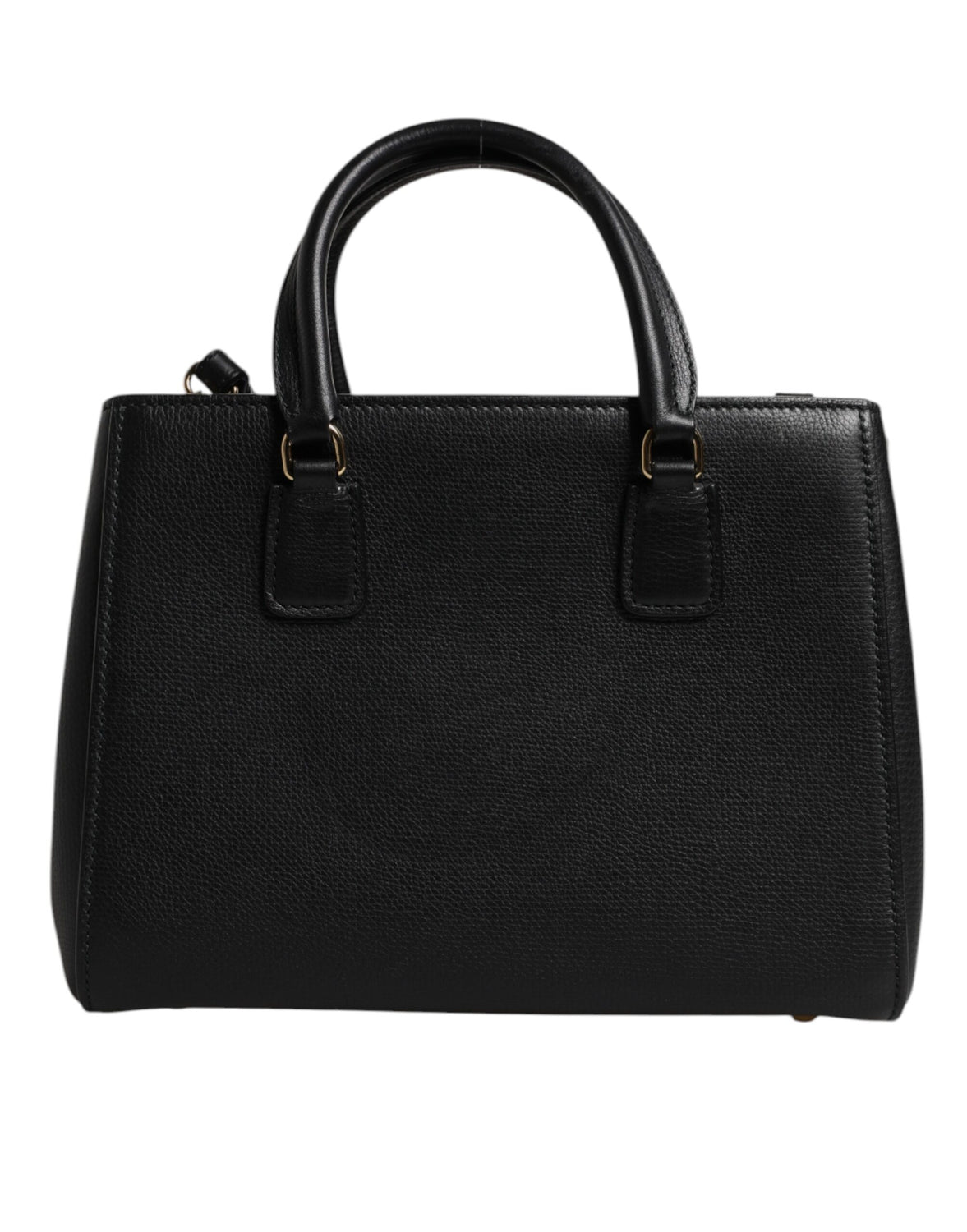 Black Calf Leather Logo Plaque Shoulder Handbag Bag