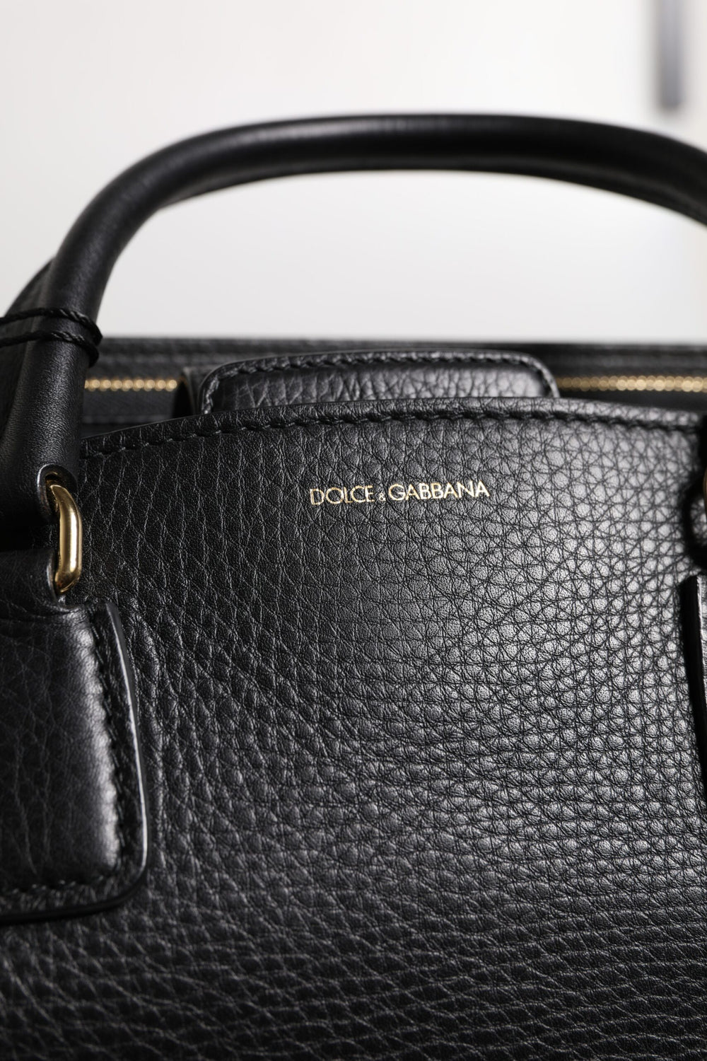 Black Calf Leather Logo Plaque Shoulder Handbag Bag