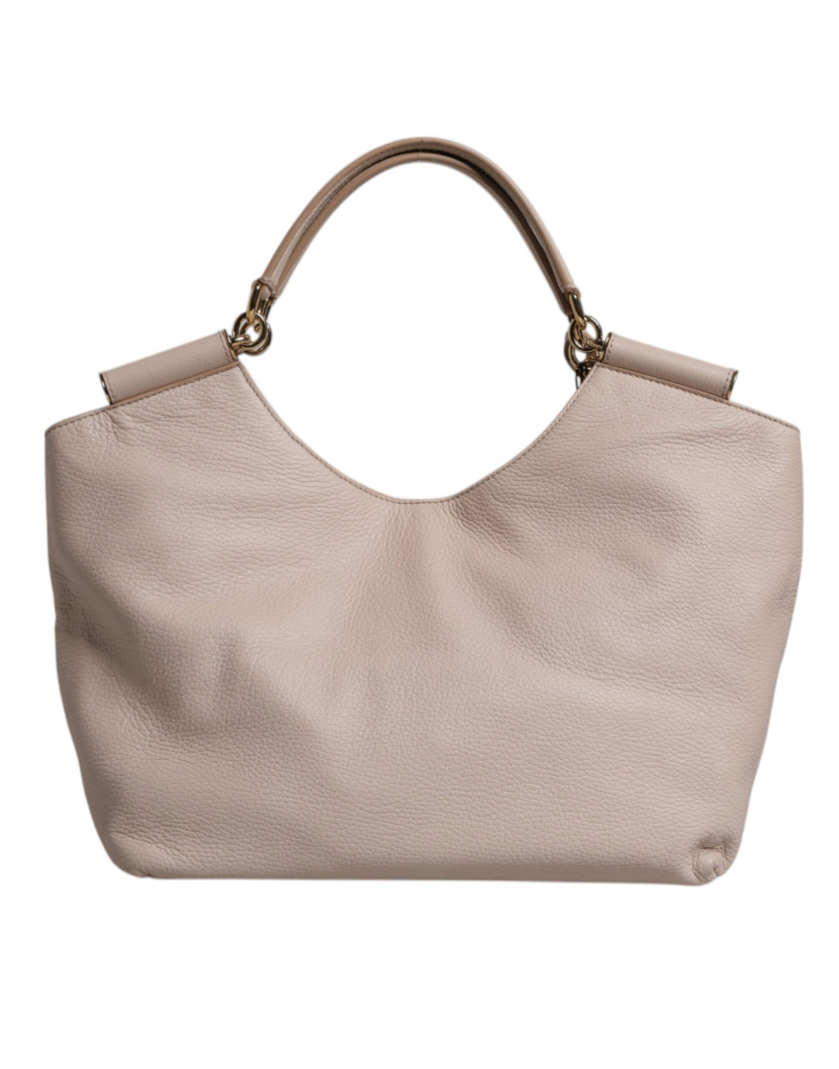Light Pink Deer Leather Logo Plaque Tote Top Handle Bag