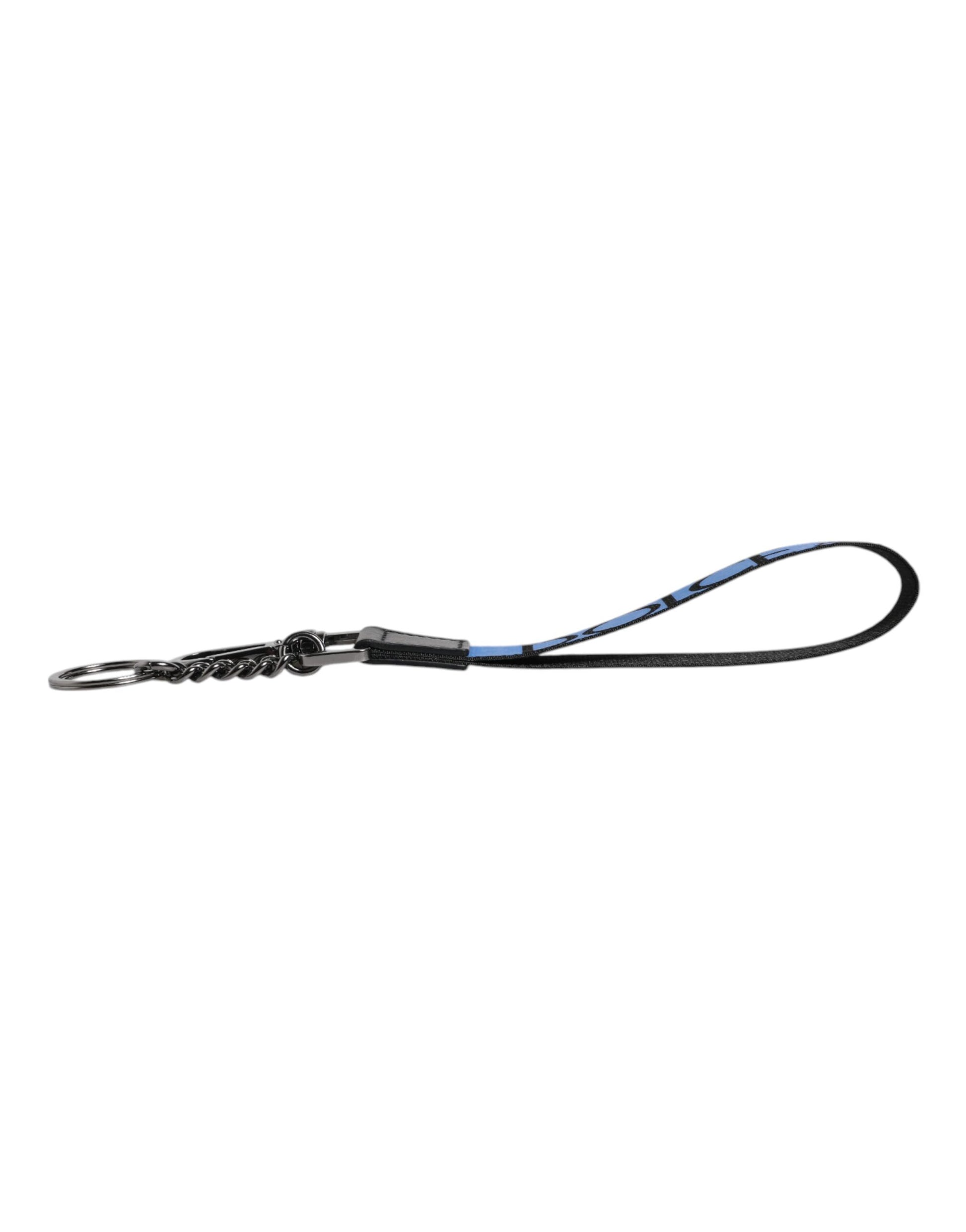 Blue Logo Nylon Silver Brass Men Holder Keychain Keyring