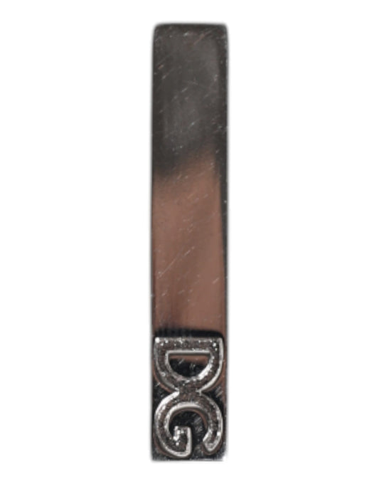 Silver Tone Brass Logo Branded Tie Clip Bar