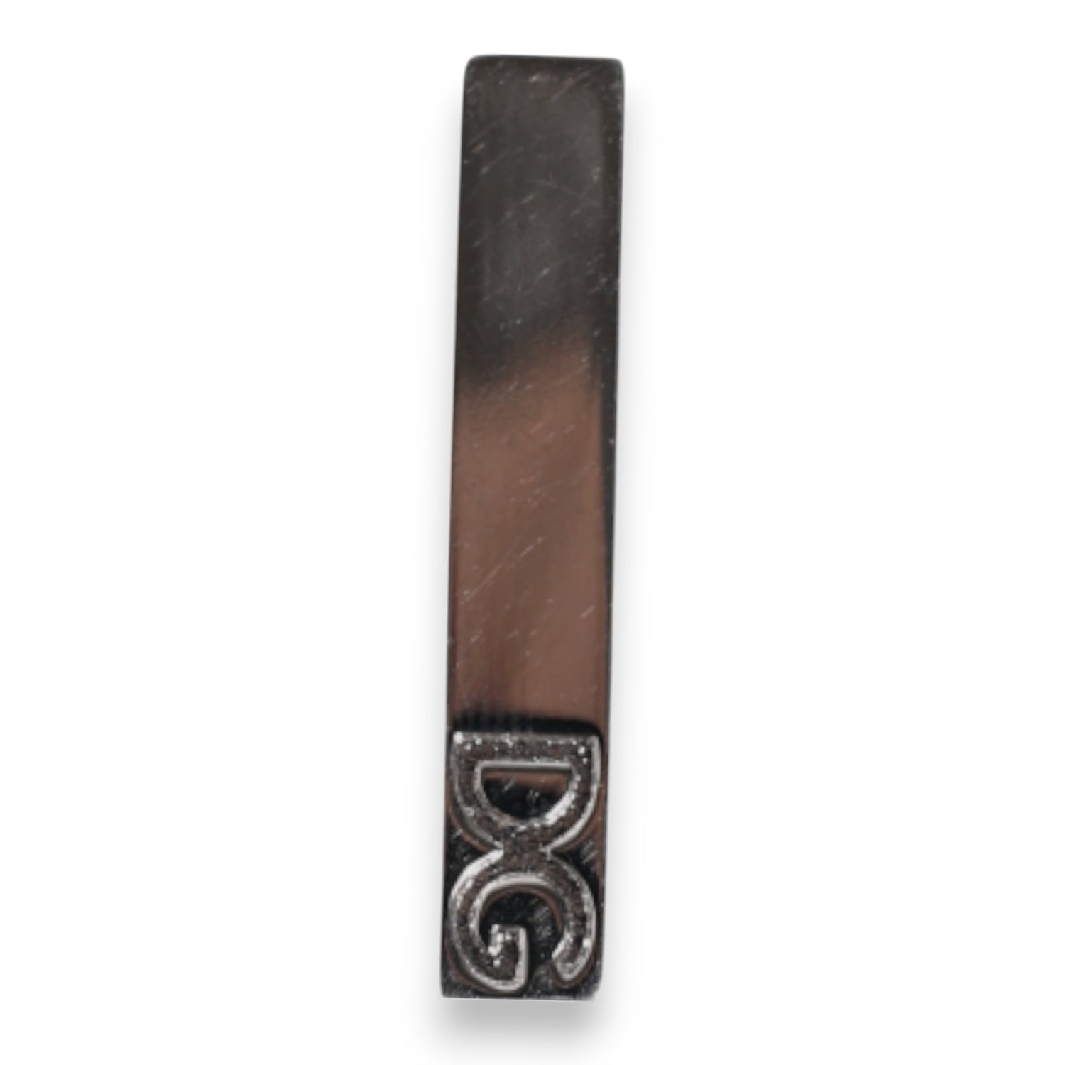 Silver Tone Brass Logo Branded Tie Clip Bar