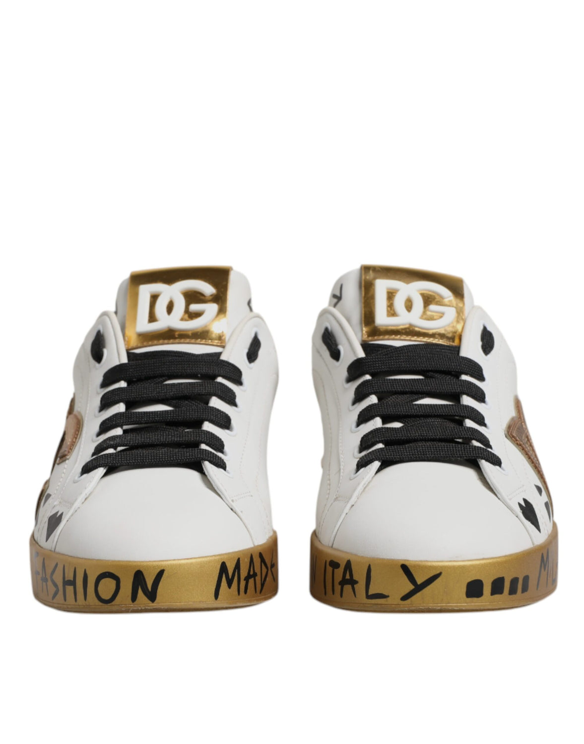 White Gold Crystal Logo Portofino Sneakers  Shoes